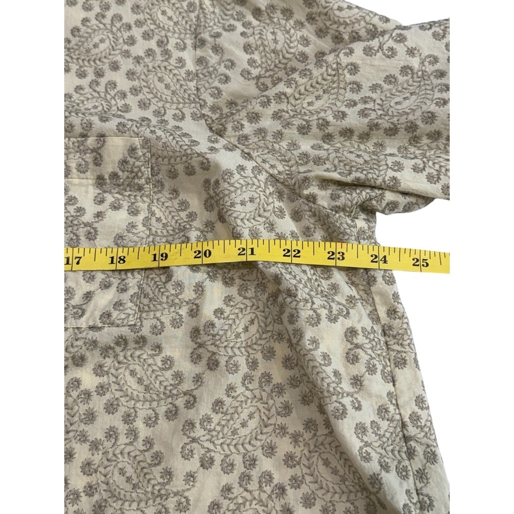 J. Jill Embroidered Button Down Shirt Womens Green Large, Floral Paisley Cotton - Picture 6 of 8